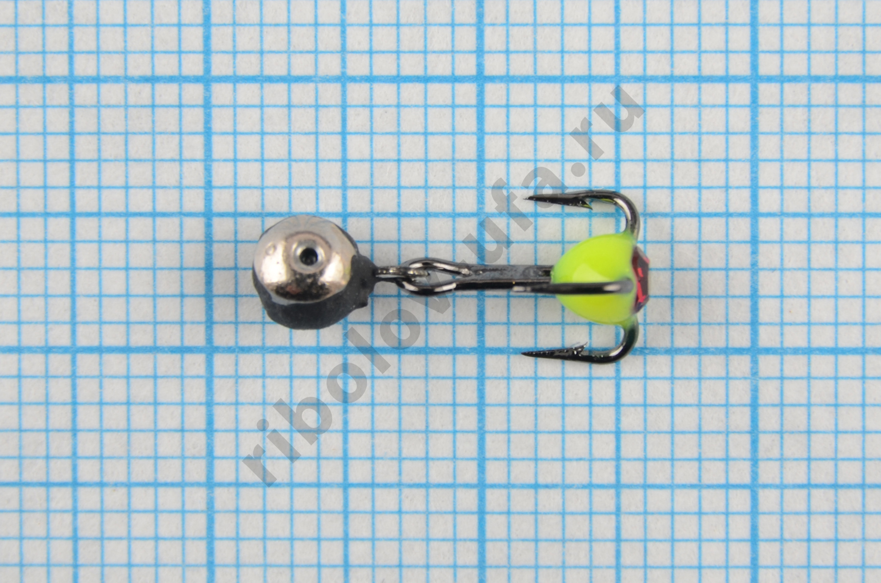 Мормышка Владимирский вольфрам Дъявол-Дробинка подвесной тройник со стразой сереб/корнка 4мм 0,7гр