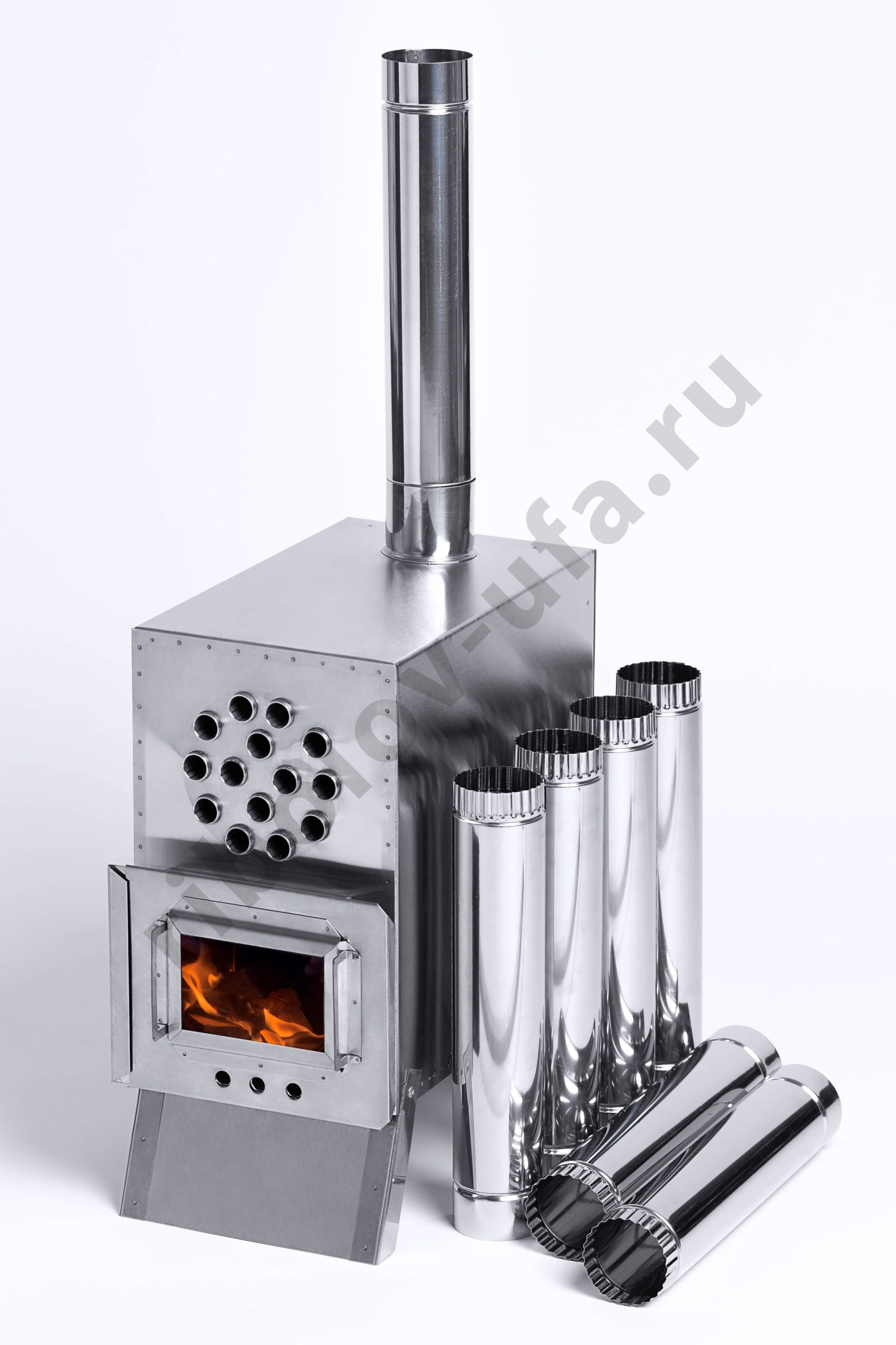 Теплообменник для дровяной палатки Вектор-ВД 400х200х380см, нерж сталь, с вентилятором, в сумке