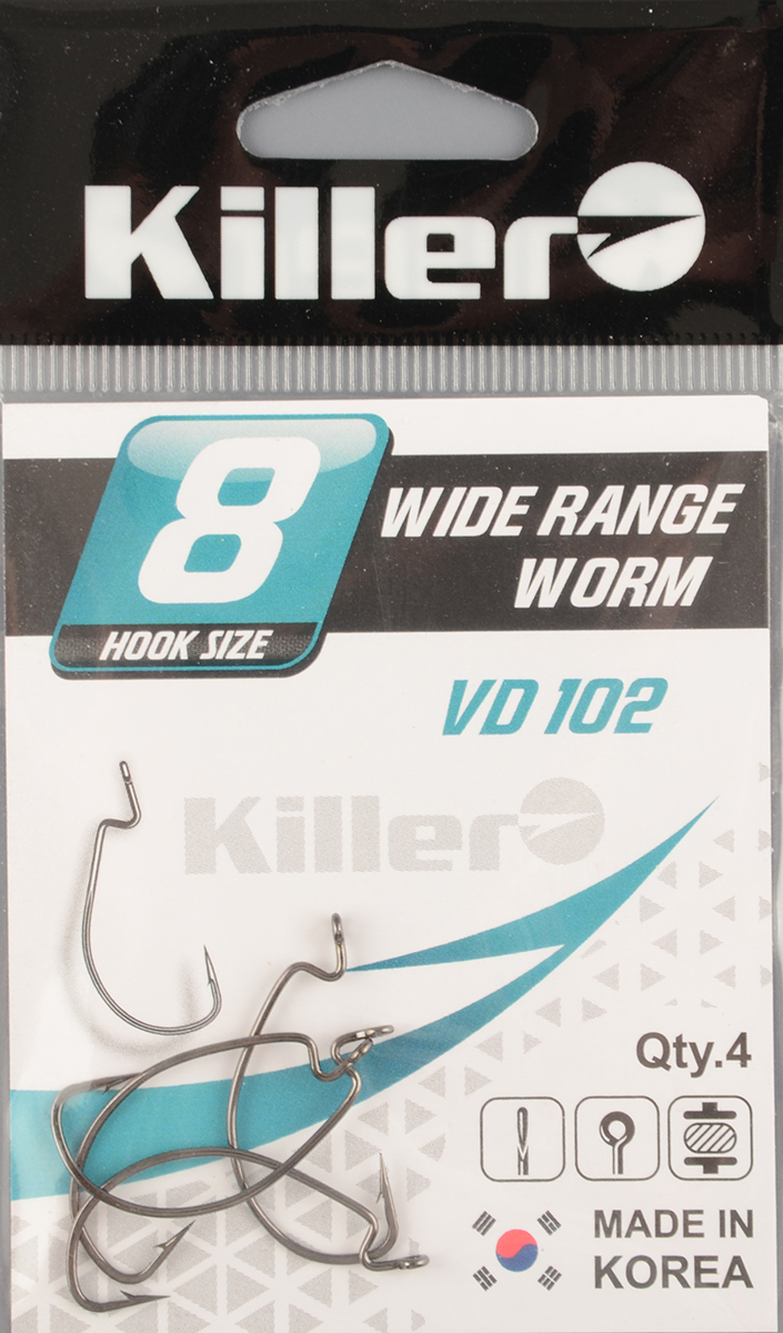 Офсетный крючок Killer Wide rande worm VD-102 № 8