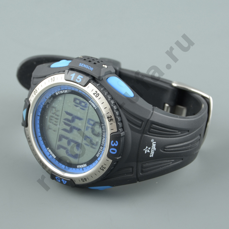 Часы-глубиномер подводные Sargan Вектор 100М синие кнопки/оформление SARGAN