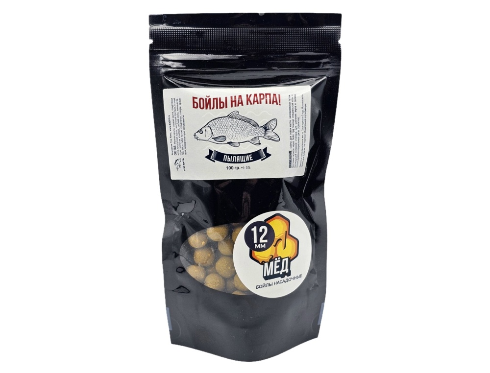 Бойлы пылящие Три Кита На карпа 12мм 100гр (пакет) Мед 