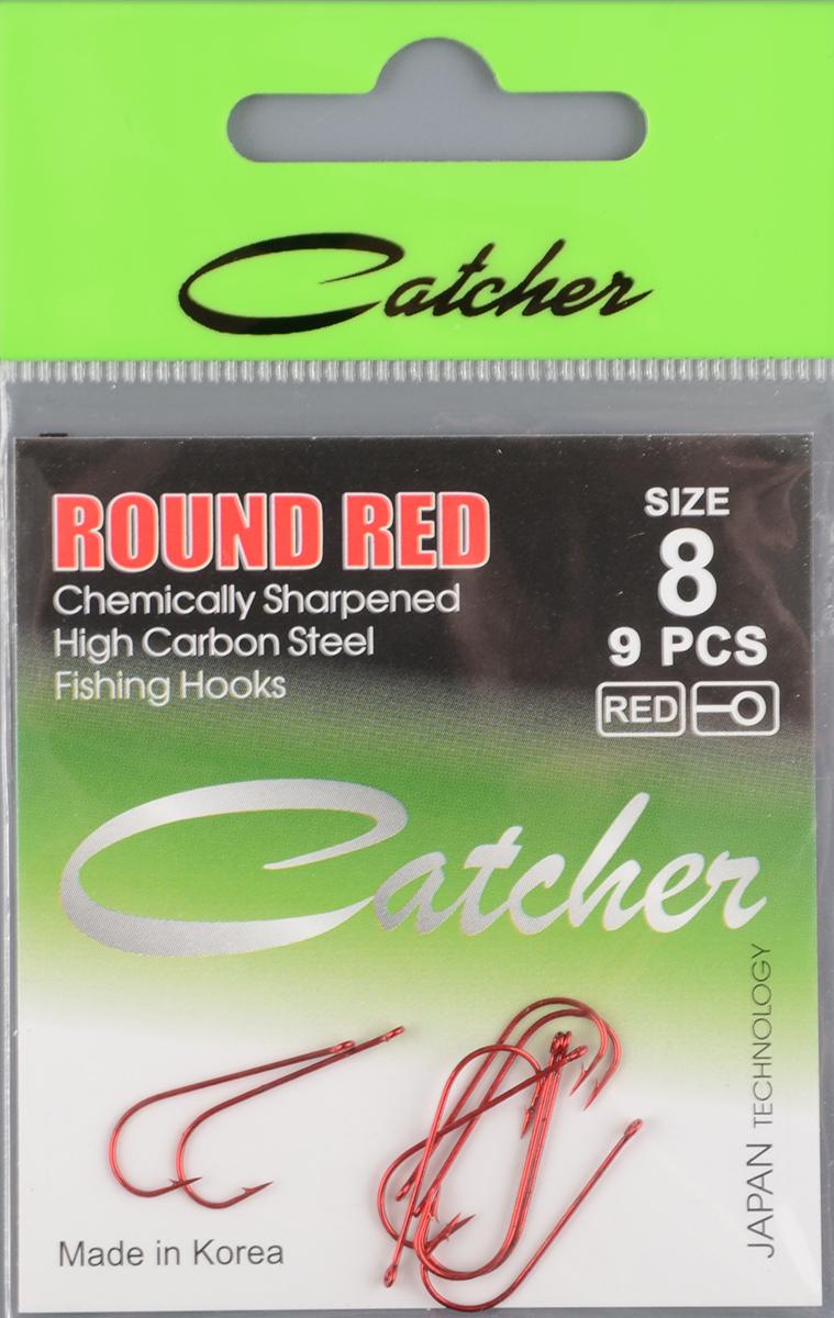 Одинарные крючки Catcher Round Red № 8