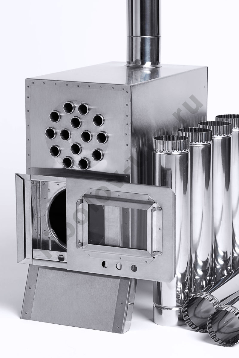 Теплообменник для дровяной палатки Вектор-ВД 400х200х380см, нерж сталь, с вентилятором, в сумке