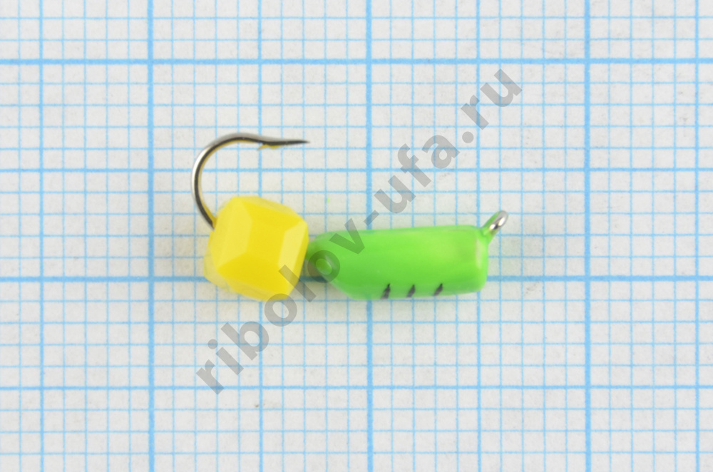 Мормышка Wormix точеная вольфрамовая Столбик d=3 с сырным кубиком (зеленый) 2,5гр. арт. 493