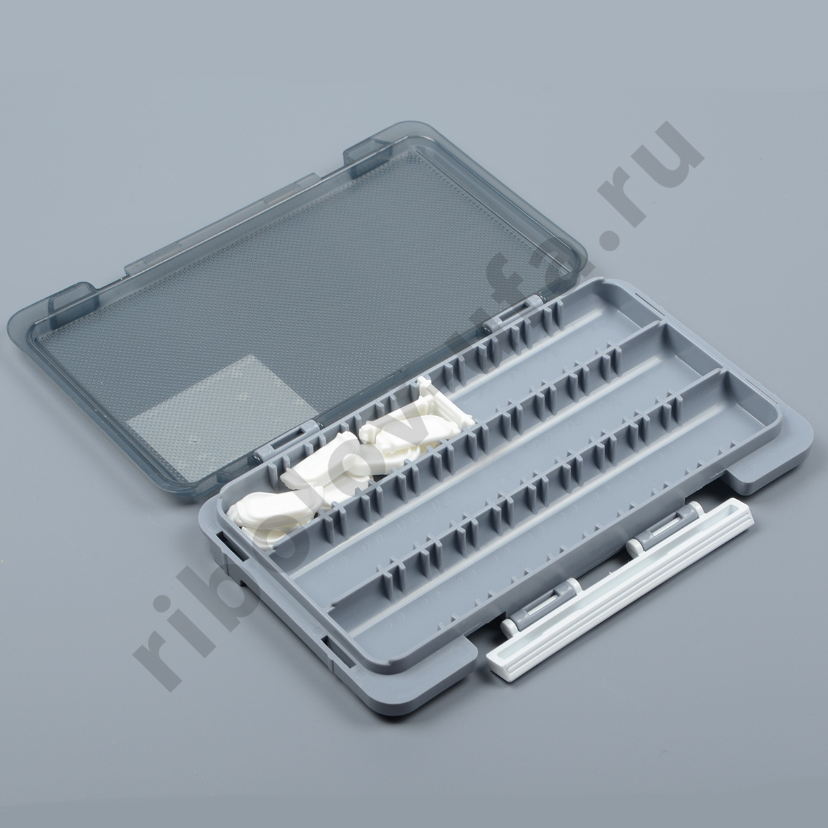 Коробка Kosadaka 17,5*10,5*2см 3 продольн.секции + доп. вставки, серая TB-S63A-GRY