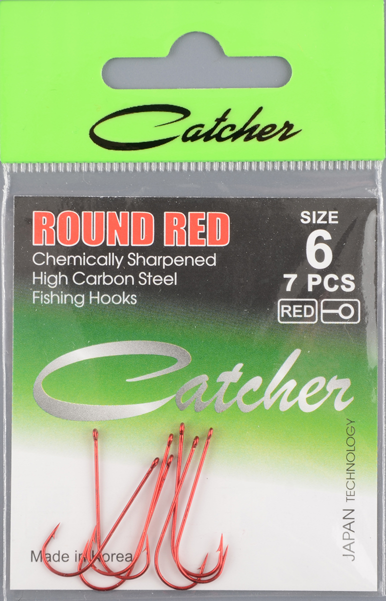 Одинарные крючки Catcher Round Red № 6