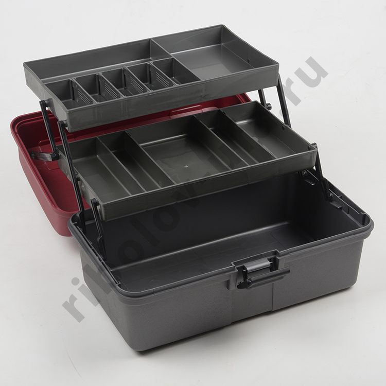 Ящик рыболовный Helios 2-х полочный, цв. красный