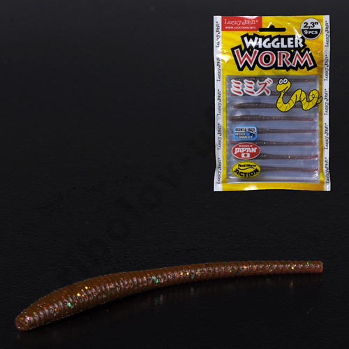 Силиконовая приманка Lucky John Pro Series Wiggler Worm 2.3in 5.84см /S13 (9шт/уп)