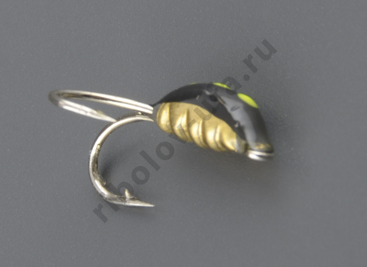Мормышка Мир Вольфрама Коза с коронкой с тремя зелеными точками д. 3 мм