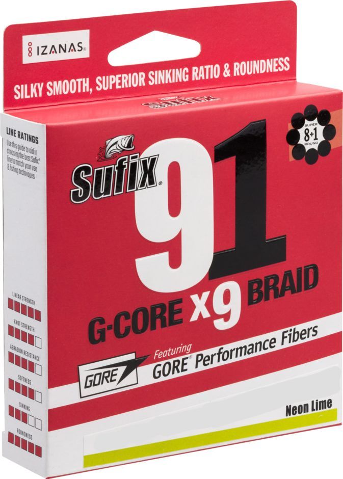 Шнур плетёный Sufix 91 braid зеленая 150 м 0.128мм