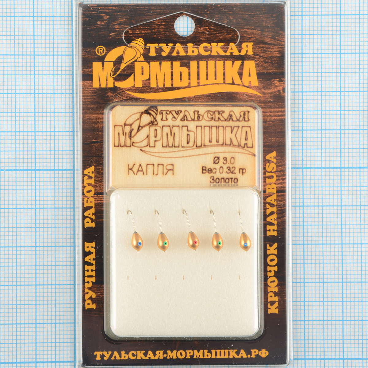 Мормышка вольфрам.Тульская Капля с кембриком 3,0мм золото
