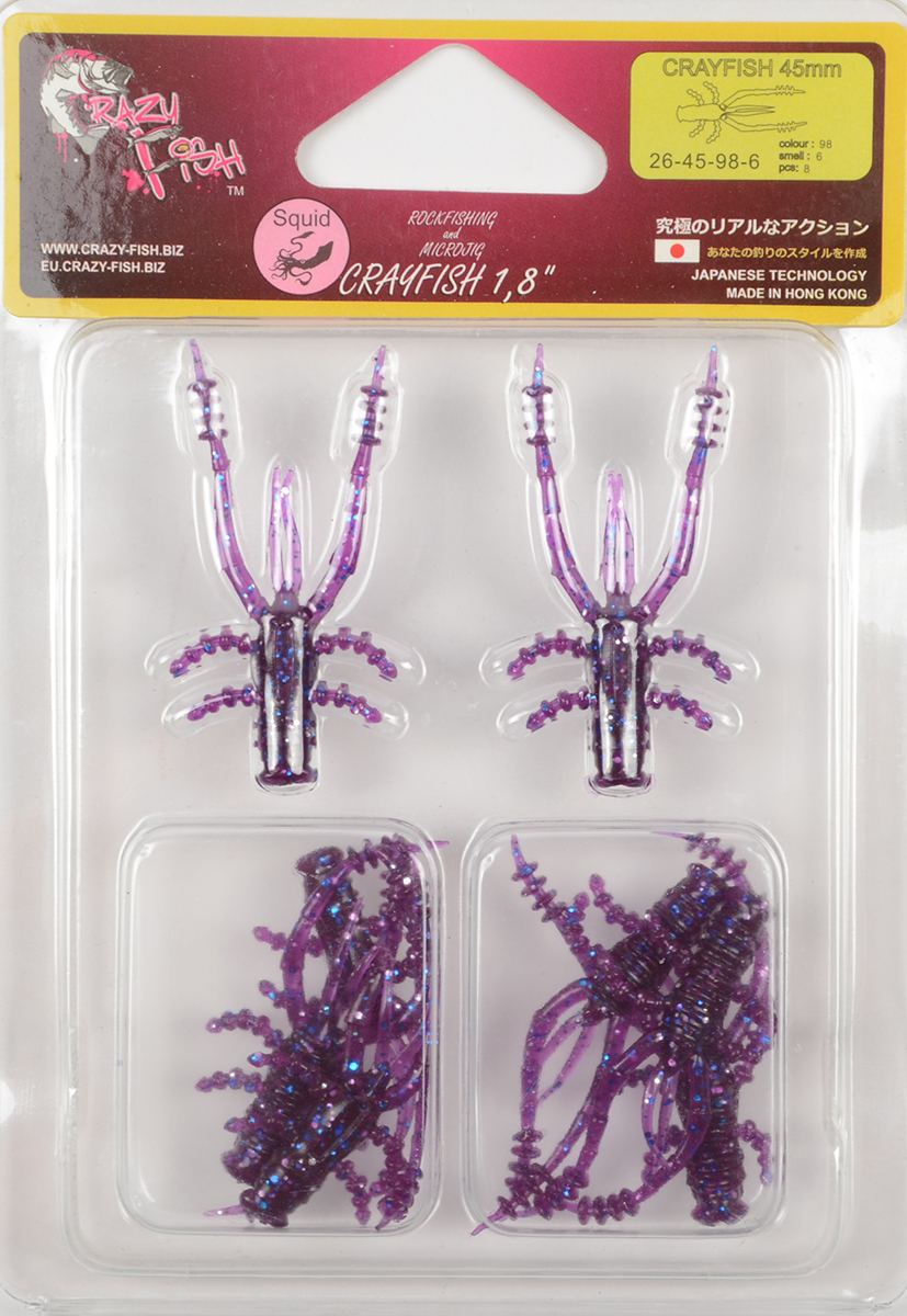 Силиконовая приманка Crazy Fish Crayfish 1,8in 45мм цв.98 (кальмар)