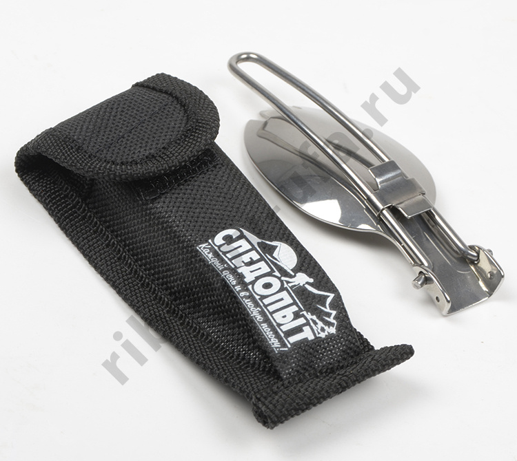 Ложка Следопыт складная походная, нерж. (ложка-вилка) в чехле PF-CWS-P33