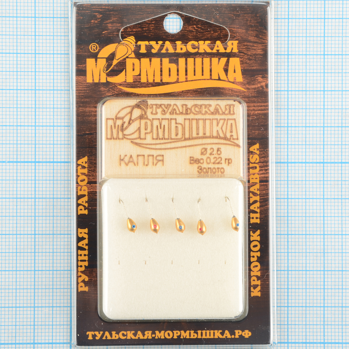 Мормышка вольфрам.Тульская Капля с кембриком 2,5мм золото