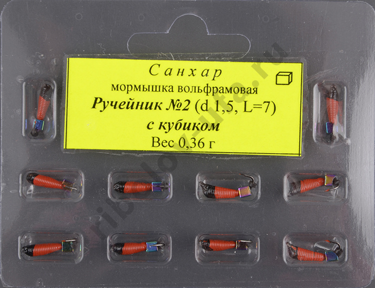 Мормышка вольфрам. Санхар Ручейник №2 кубик хамелеон,1.5/7 мм, 0.36гр красный (10 шт/уп)