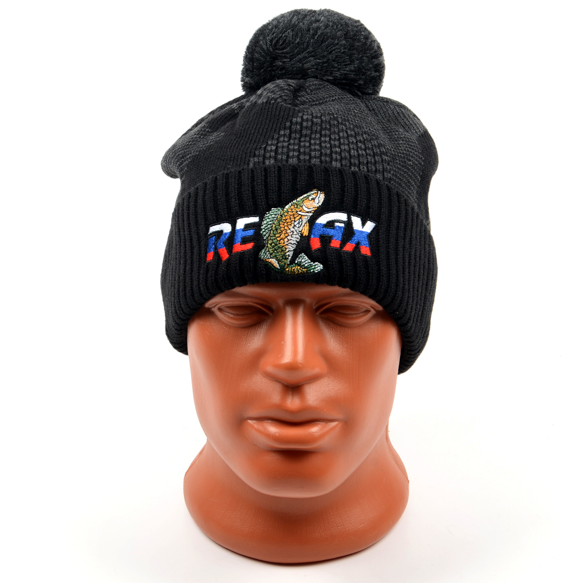 Шапка Relax вязанная, цв. черно-серая (на подкладке флис), BlcGR-58