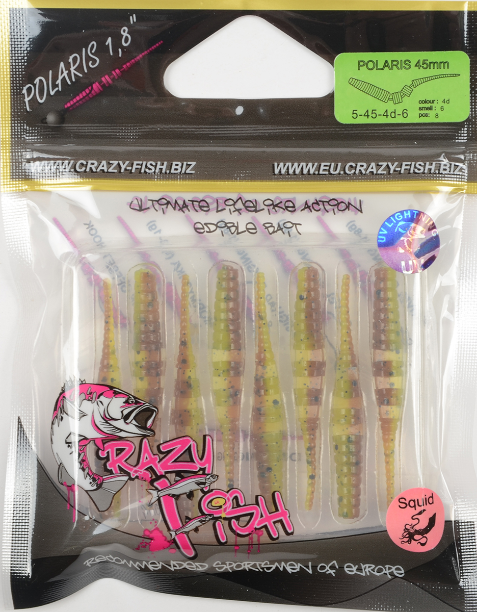 Силиконовая приманка Crazy Fish Polaris 1,8in 45мм цв.4d (кальмар)