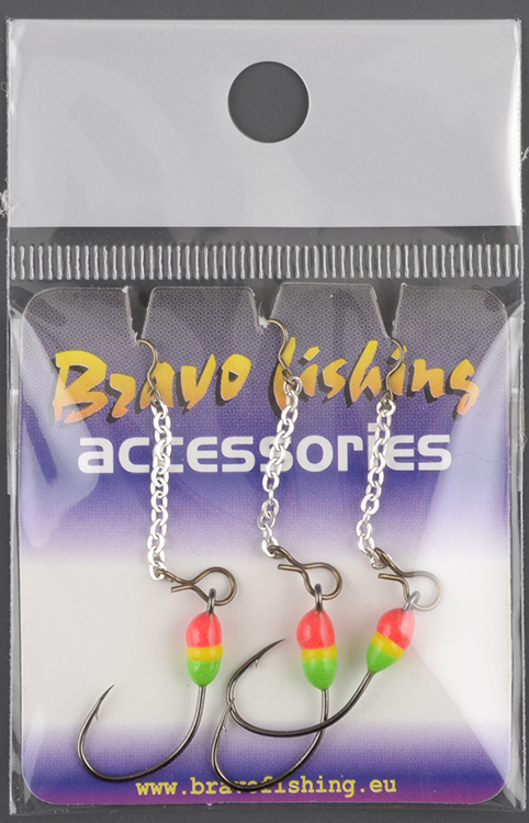 Мормышка вольфрам Bravo Fishing эпоксид. крючок №6 цв.SF на цепочке 3.0см, заст. №1x2 Sil