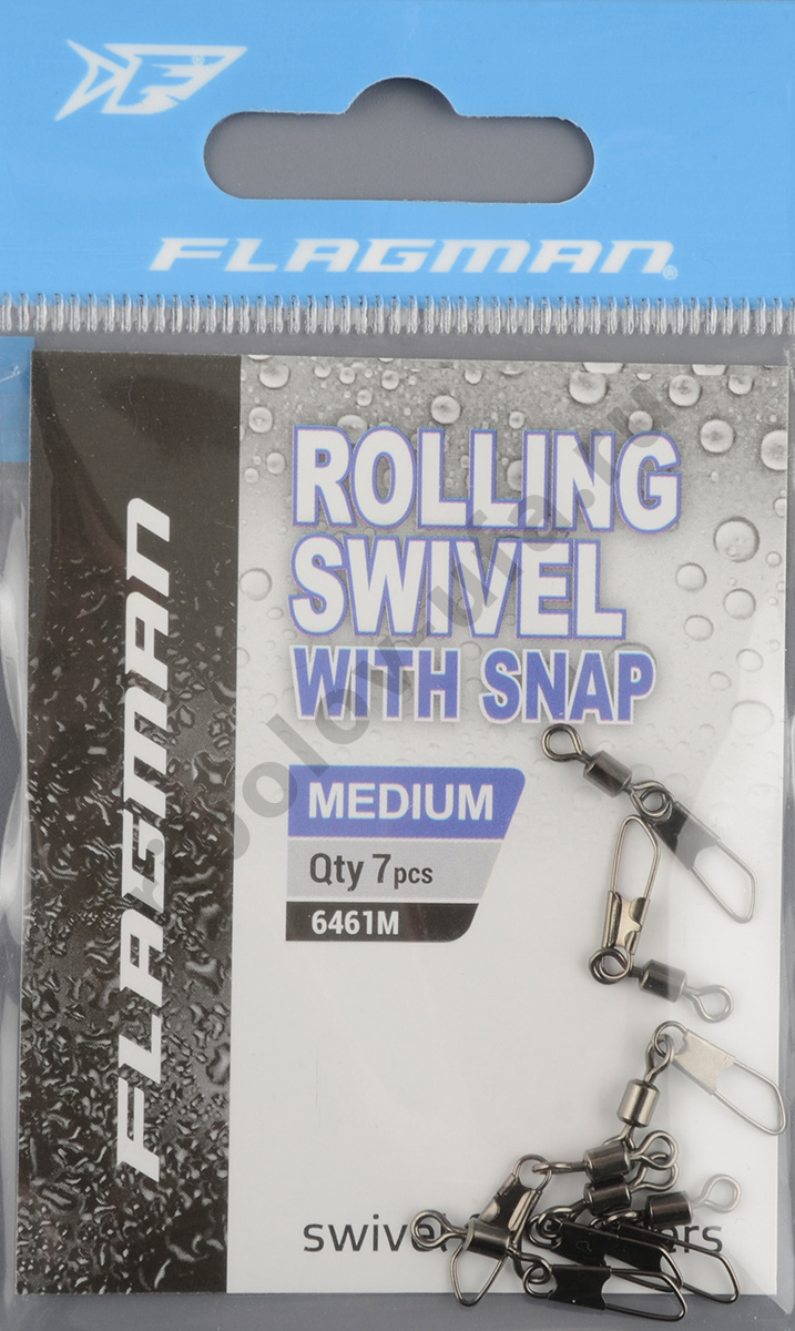 Застежка с вертлюгом Flagman Rolling Swivel Snap Black р. M (7шт/уп)