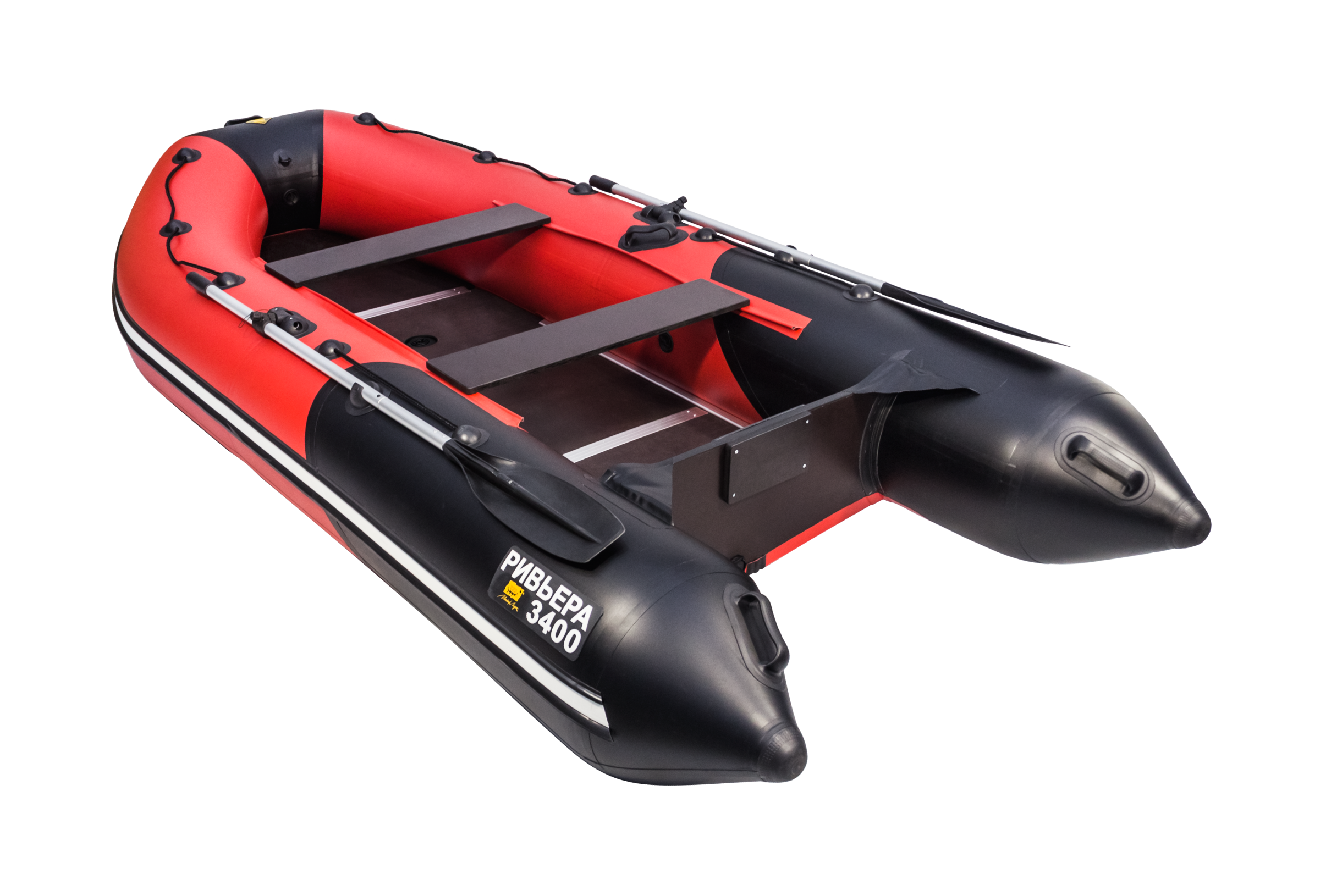 Лодка Ривьера Компакт 3400 СК комби красно/черный
