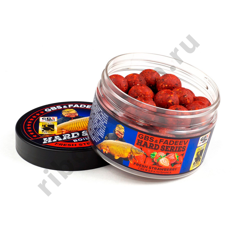 Бойлы GBS и Fadeev вареные hard series 20 мм Fresh Strawberry Свежая Клубника 