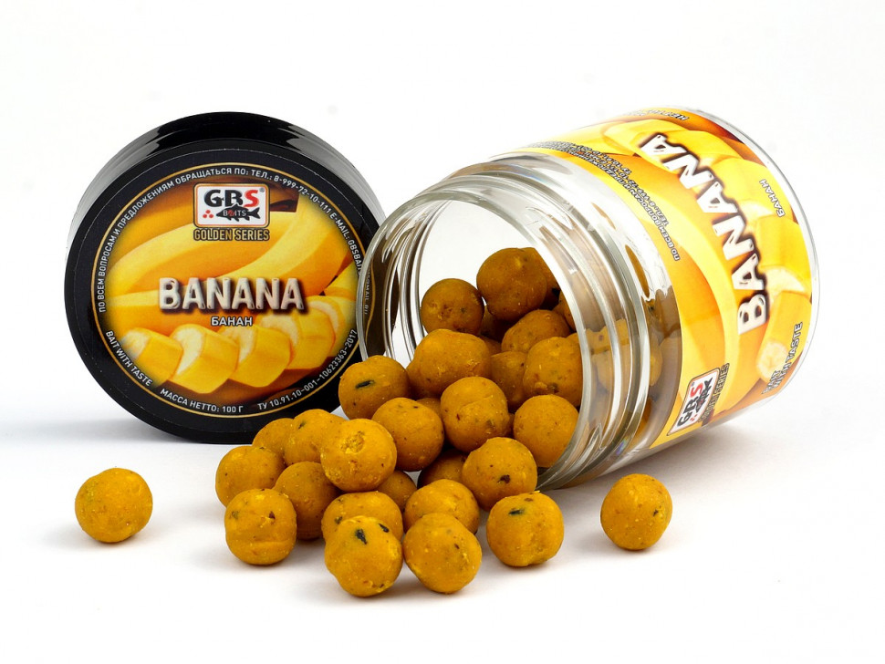 Бойлы GBS насадочные 15мм 132гр (банка) Banana Банан