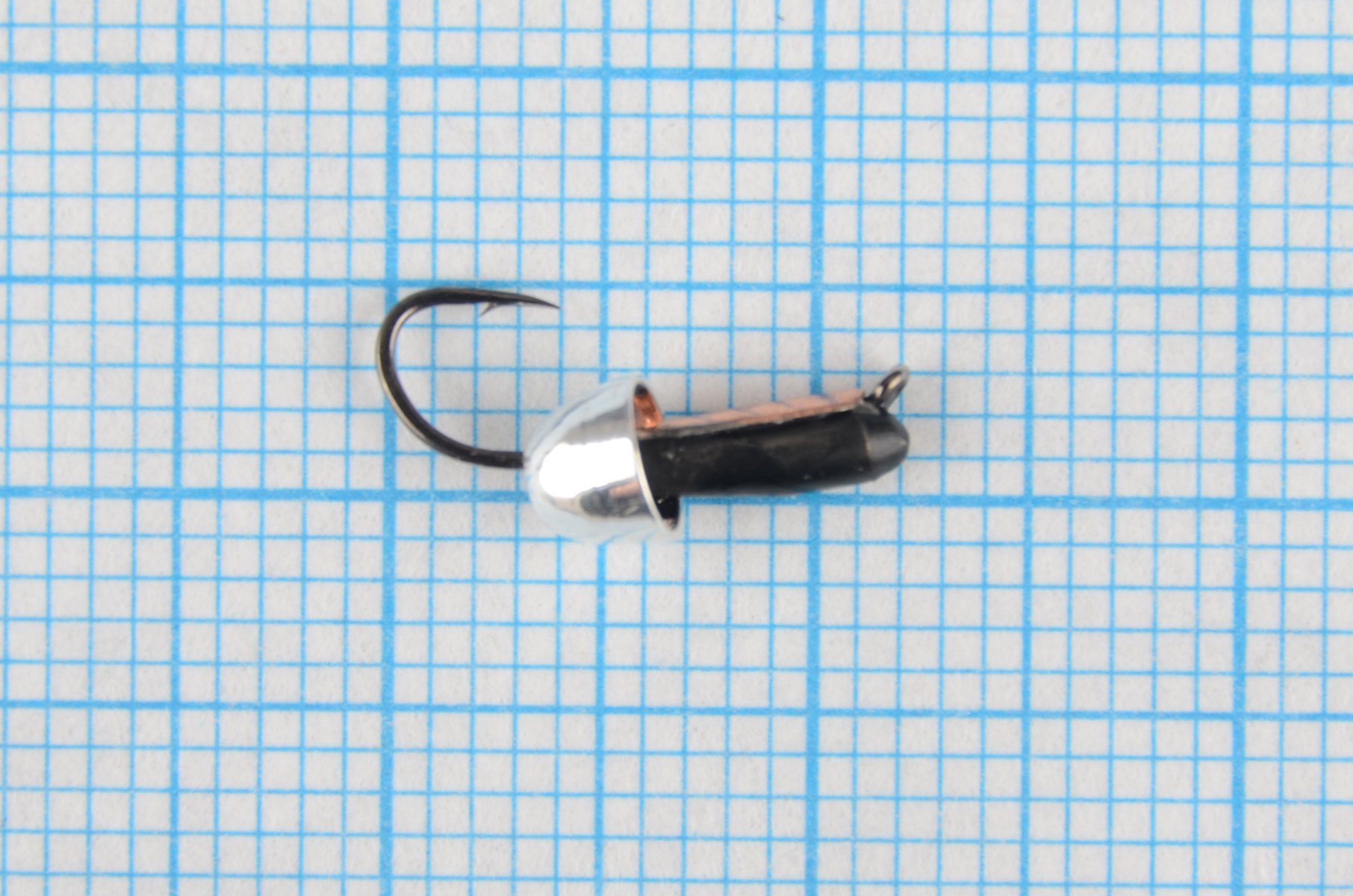 Мормышка Владимирский вольфрам Гвоздик с латунным колокольчиком серебро 2мм 0,5гр медна/коронка