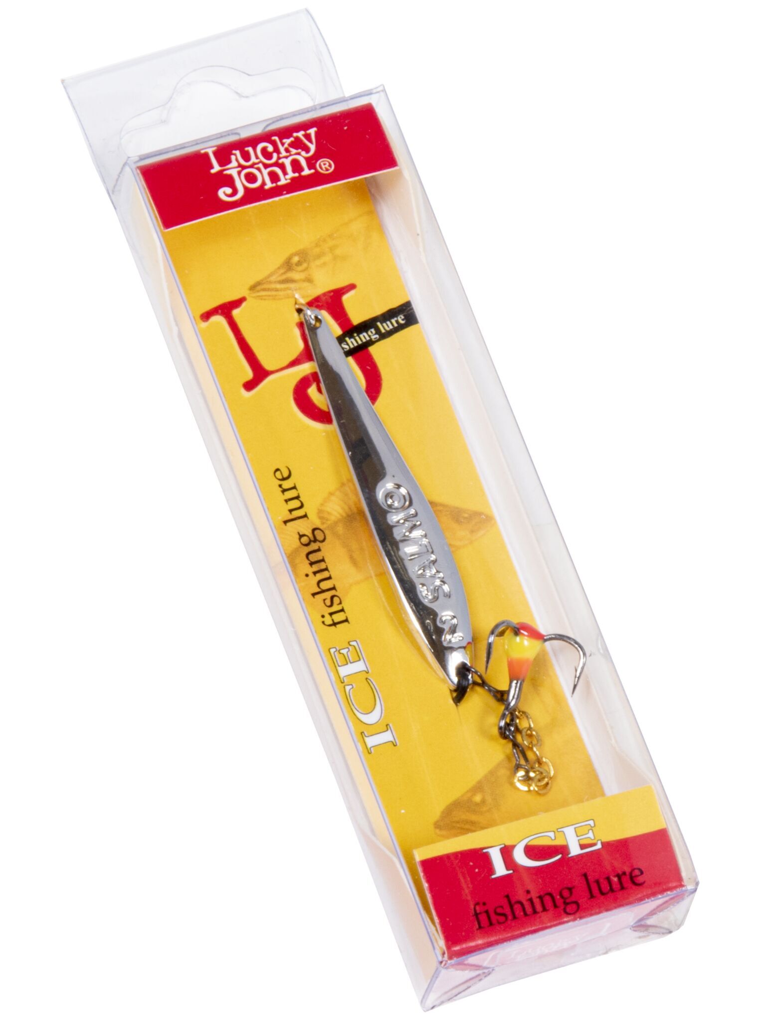 Блесна зимняя вертикал.Lucky John S-2-Z c цепочкой и тройником 4г Sil