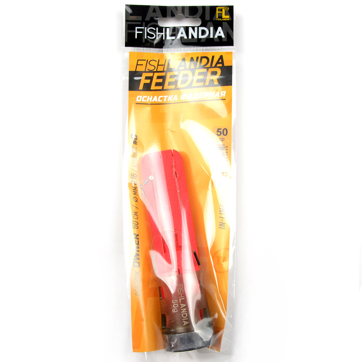 Монтаж фидерный Fishlandia In-Line пов. Owner 60см,d 0,16мм, кр. №8. Кормушка Тура 40гр