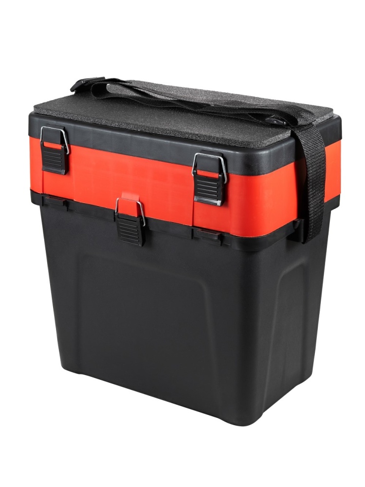 Ящик зимний Три кита 4+4 отделения для приманок 380*360*240 цв.черно-красный