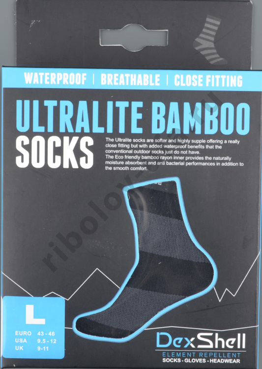 Носки водонепроницаемые Dexshell Ultralite Bamboo Black grey stripe DS643 р.L (43-46)