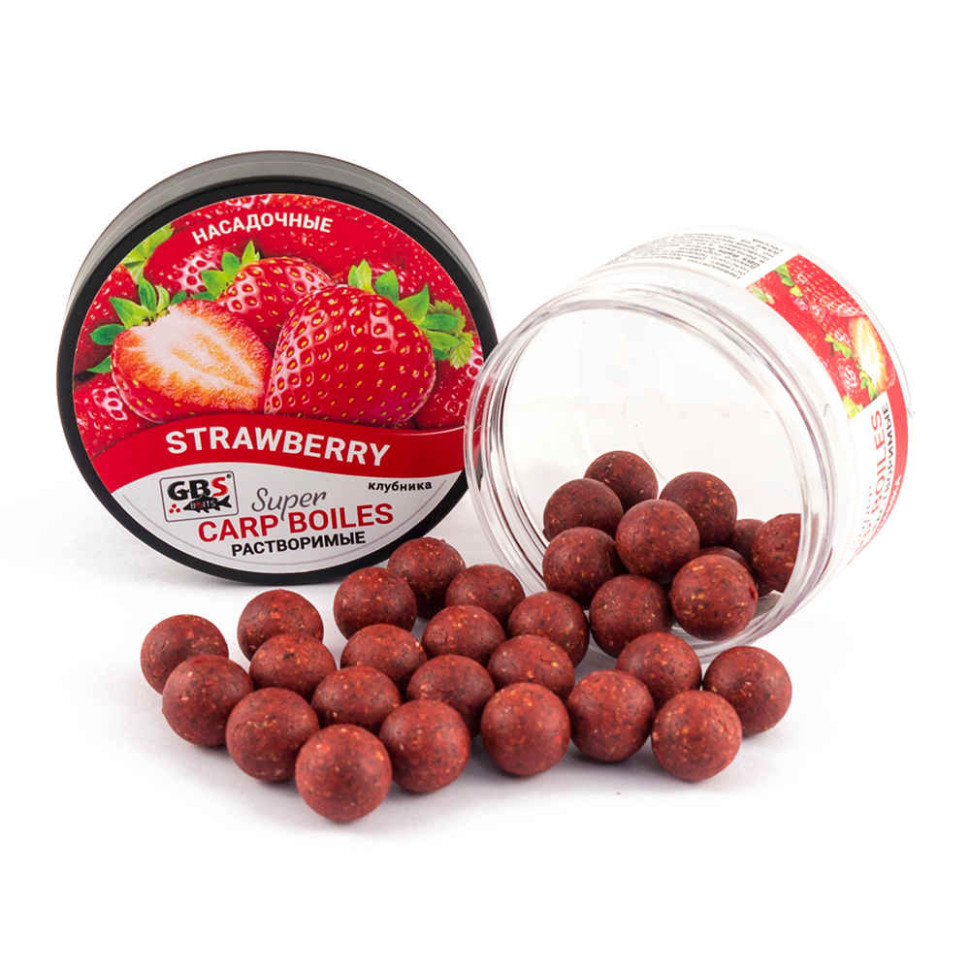 Бойлы GBS пылящие 16 мм 100г Strawberry Клубника (банка)
