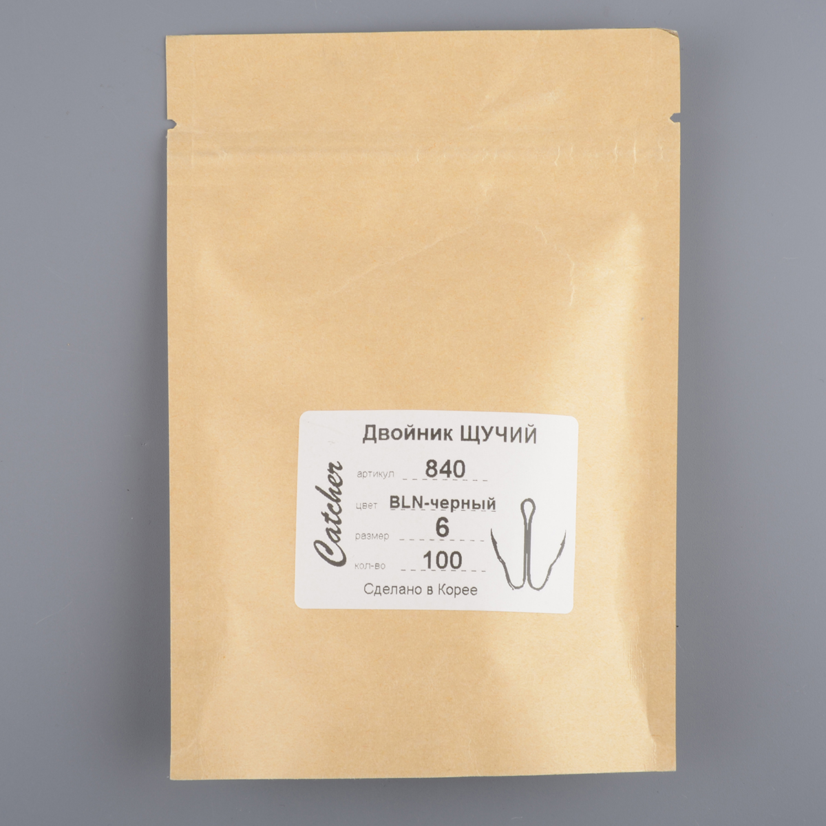 Крючок-двойник Catcher 840 Щучий 20мм № 6