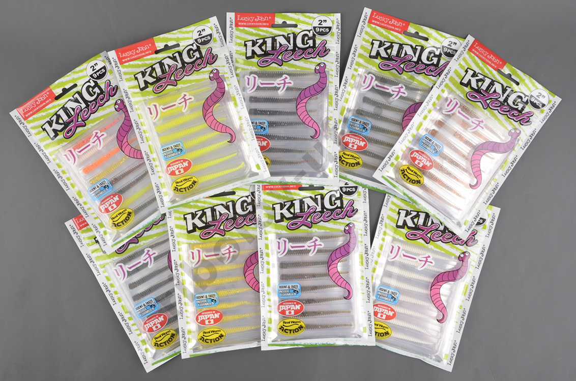 Силиконовая приманка Lucky John Pro Series King Leech 2.0in 5.08см /033 (9шт/уп)