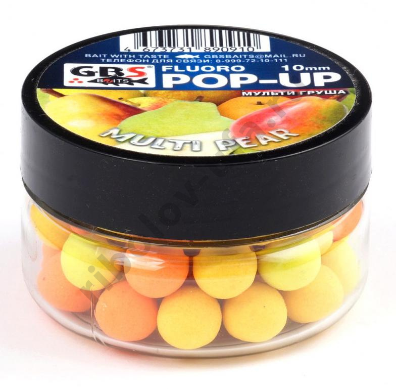 Бойлы GBS Baits Pop-up плавающие 12мм 55гр (банка) Multi Pear груша три цвета