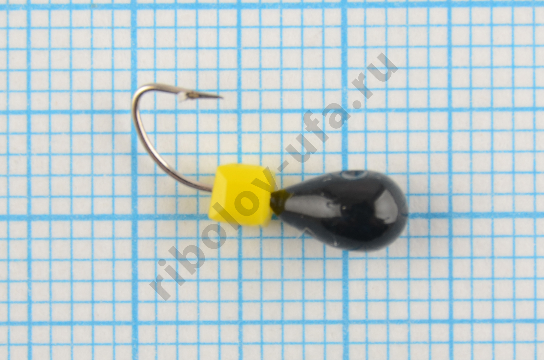 Мормышка Мир Вольфрама Капля сырный кубик на крючке д. 4 мм черная