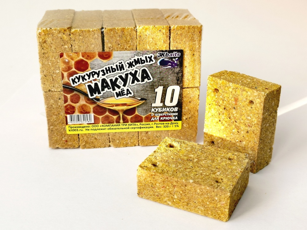 Макуха Три Кита (кукуруза, жмых) с отверстием 350гр. Мед