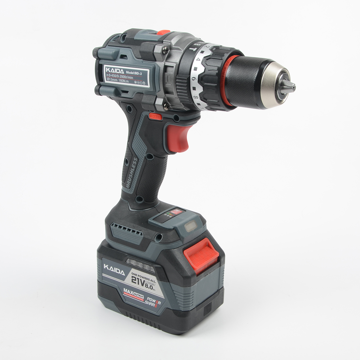 Шуруповерт-электробур Kaida 21V 8A 180NM (в кейсе)