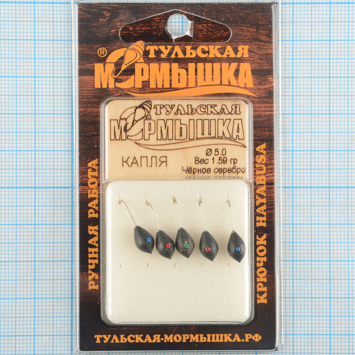 Мормышка вольфрам.Тульская Капля с кембриком 5,0мм черное серебро