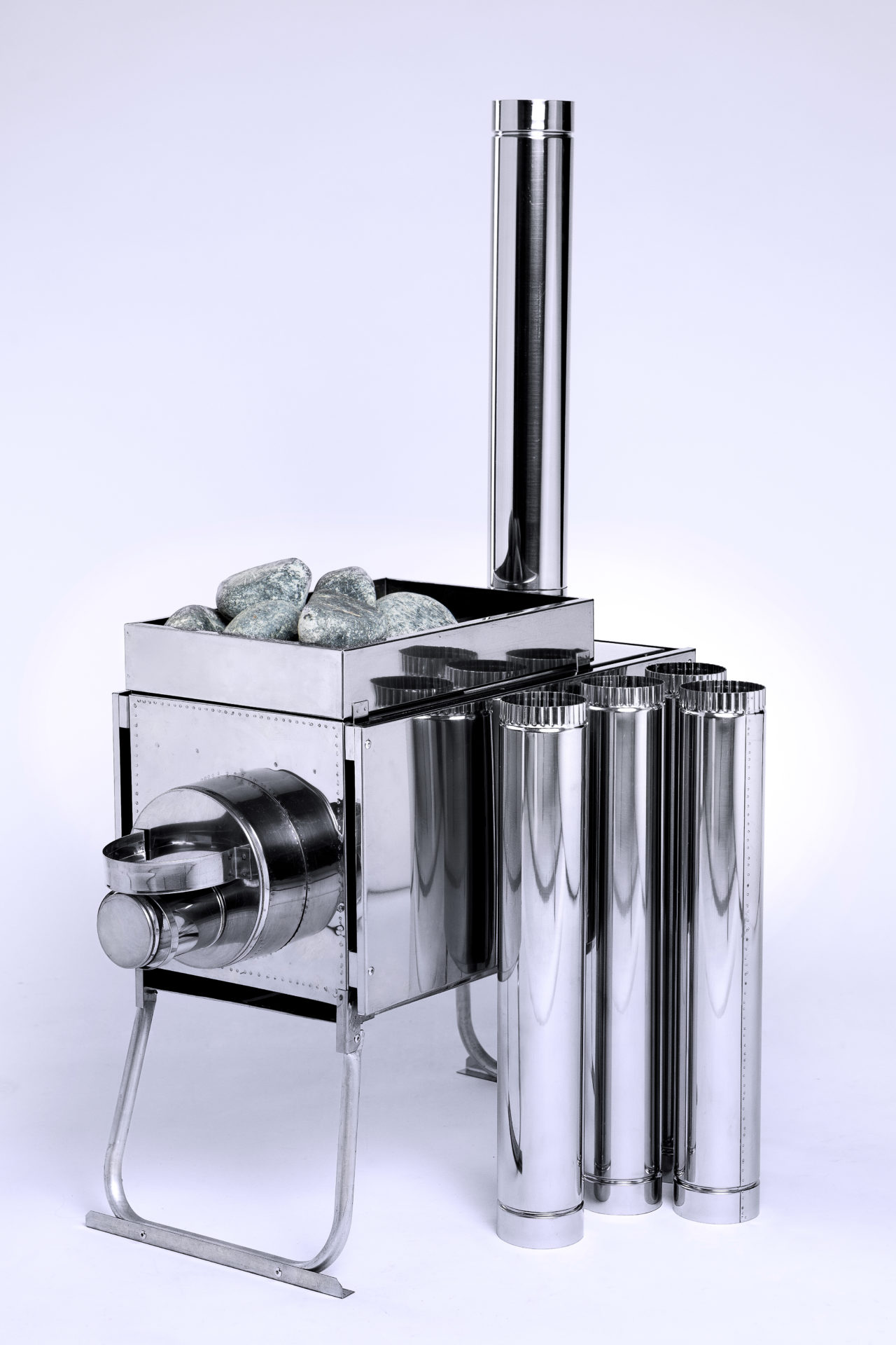 Печь Инвент экономка большая 670*350*405 нерж.сталь 0,8мм со стацин.экран.+короб для камней в сумке