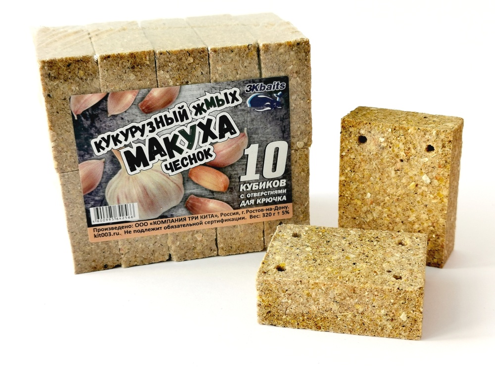 Макуха Три Кита (кукуруза, жмых) с отверстием 350гр. Чеснок