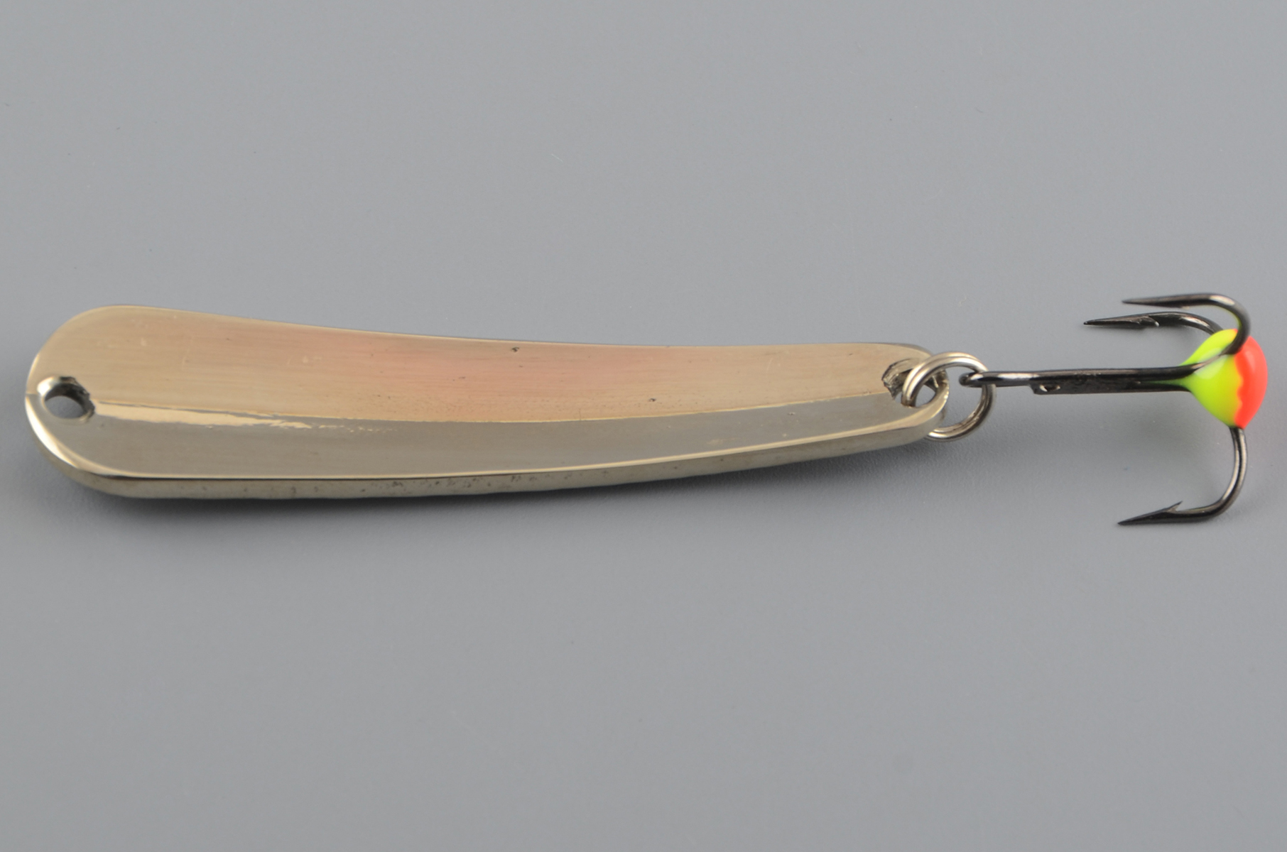 Блесна зимняя Бубнов колеблющаяся Окушок 51 мм 7 гр., мельхиор, ребр., тр. с каплей