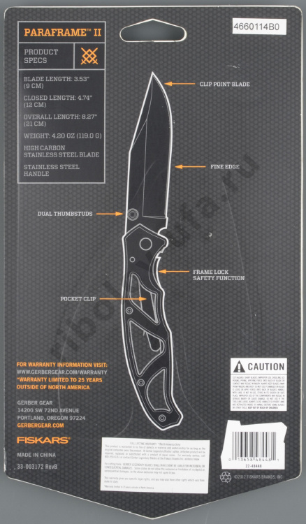 Нож Gerber Essentials Paraframe II SS, прямое лезвие, блистер 4660114BO