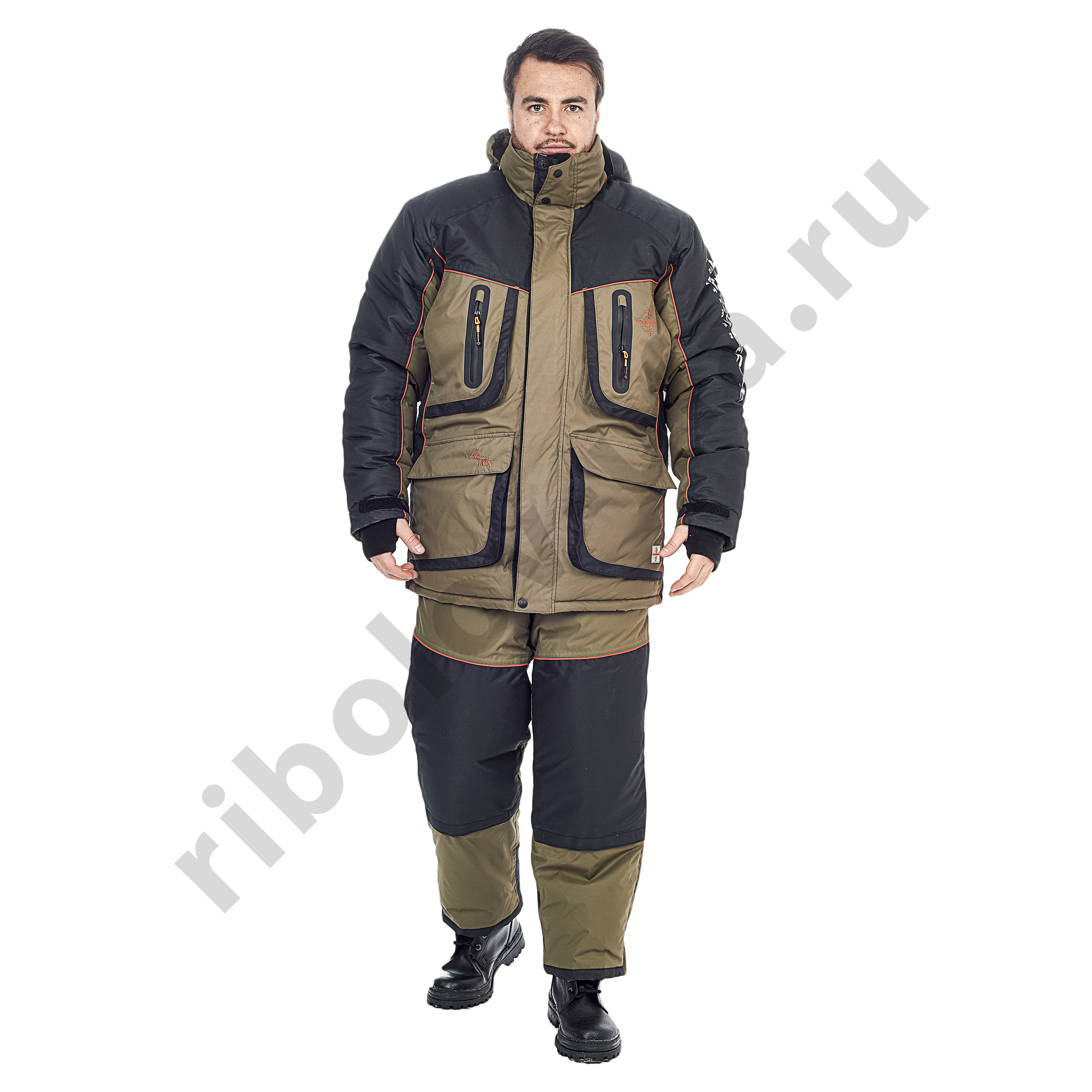 Костюм зимний Huntsman Siberia Lux цв.Хаки/Черный ткань Breathable р. 56-58 рост 182-188 (РР)