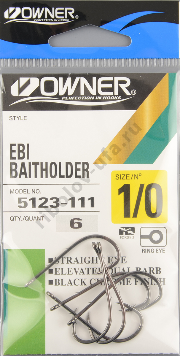 Офсетный крючок Owner №5123 №1/0 с зубц.