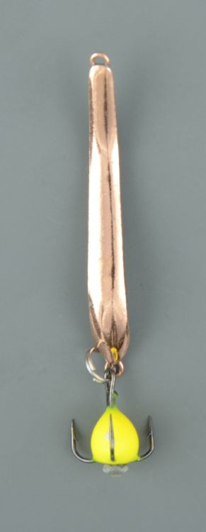 Блесна зимняя Пирс Змейка с чёр. Гвоздик большой медь (в блистере)