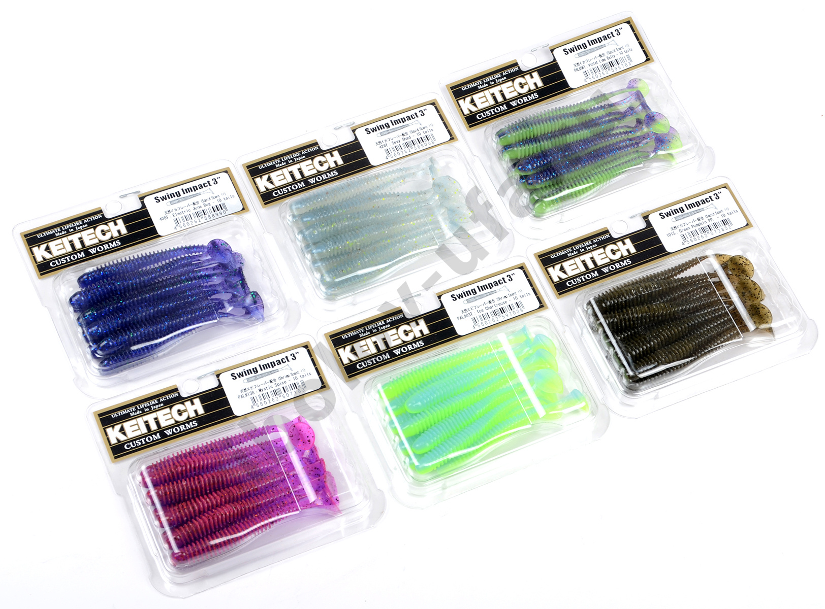 Силиконовая приманка Keitech Swing Impact 3 inch 7,5см 2,2гр (10шт/уп) # 101 Green Pumpkin PP.