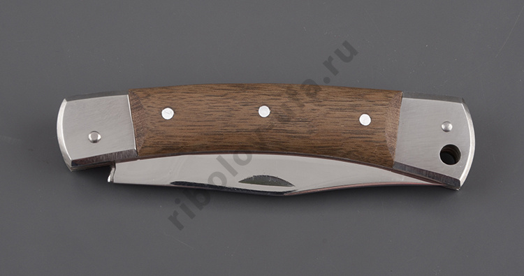 Нож Соболь складной,Трехпредметный, хирургич.нерж.сталь, 65х13, орех (ручная работа)