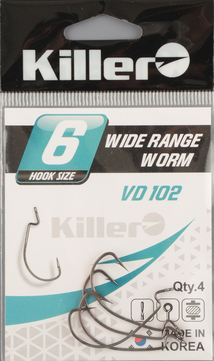 Офсетный крючок Killer Wide rande worm VD-102 № 6