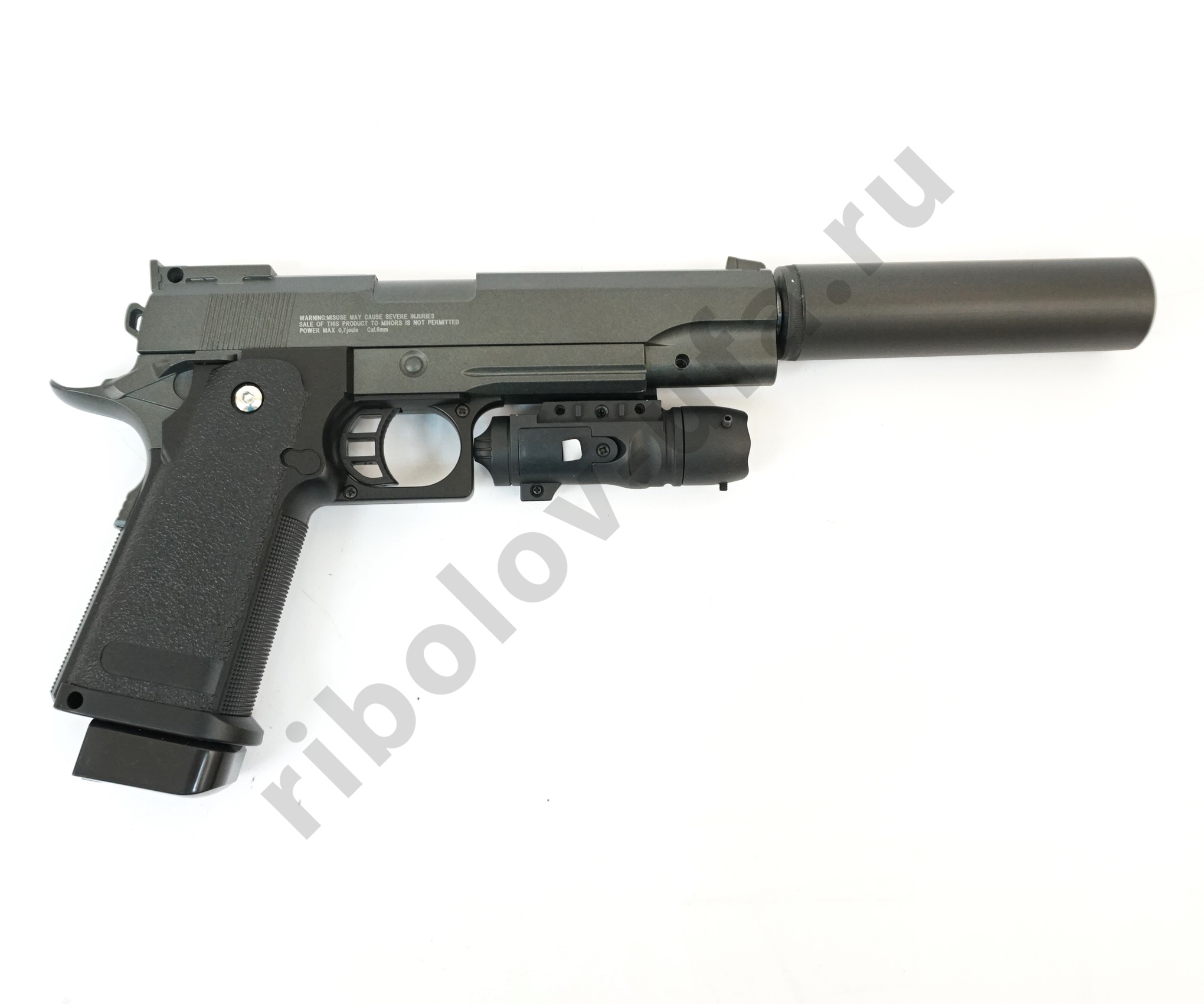 Пистолет пневм. Stalker SA5.1S Spring, кал 6мм, металл + имитатор ПБС и ЛЦУ (Hi-Capa 5.1)